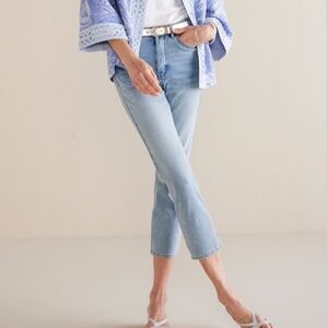 SOFT SURROUNDINGS STRETCH CLEAR SKY BLUE CROP JEANS SIZE 12